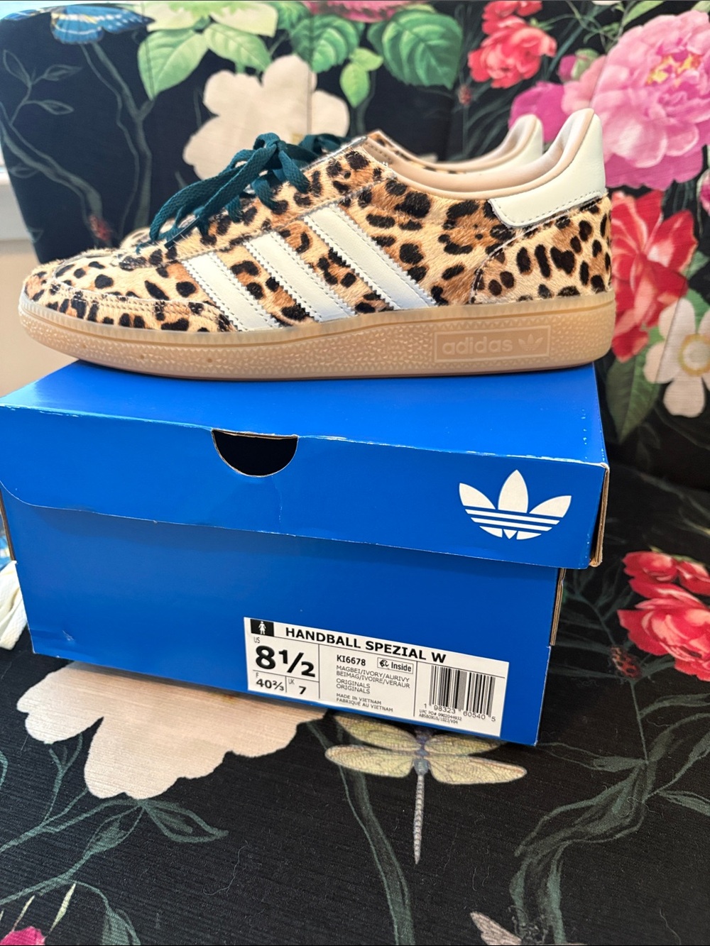 adidas Leopard Print Campus Sneakers in Tan, Black & White - Picture 2 of 13